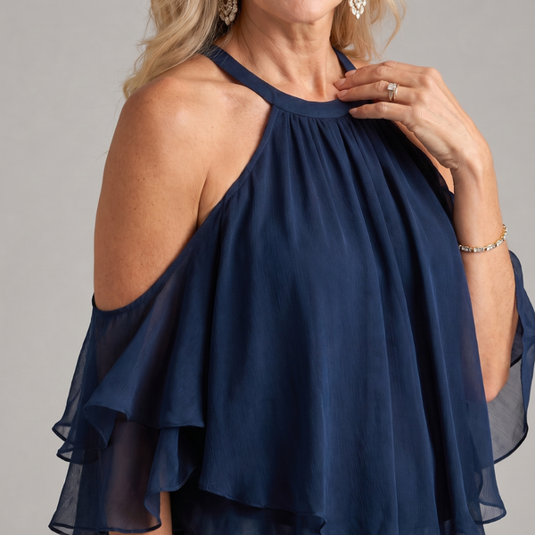 זילרה | סט מכנסיים רחבים עם צווארון חצי גבוה מודפס