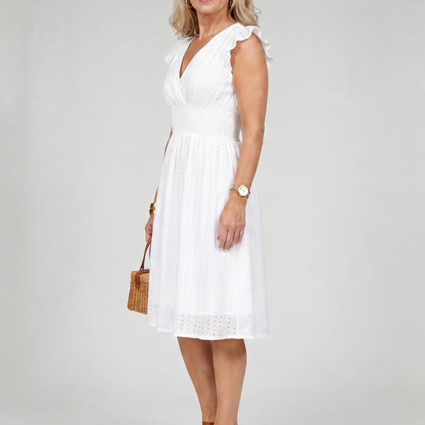 צמלו | שמלת מידי עם צווארון V ללא שרוולים