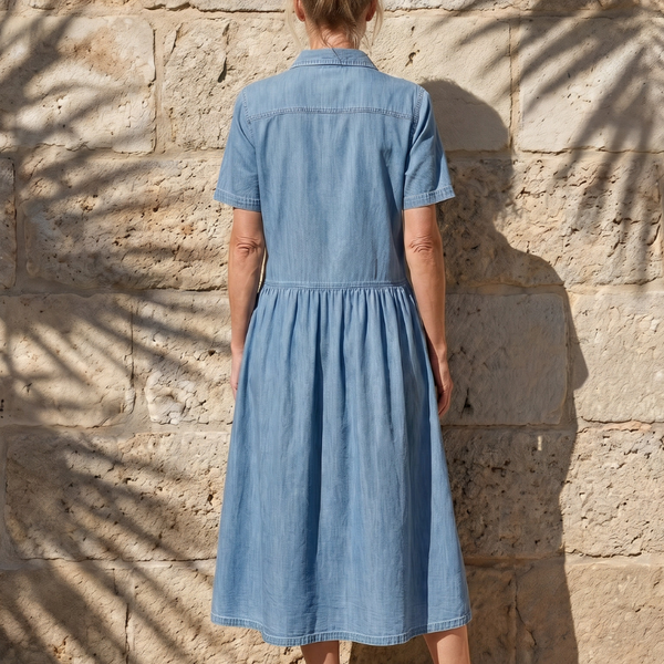 ג'נבה | שמלת מידי עם צווארון ואזור מותן מקופל