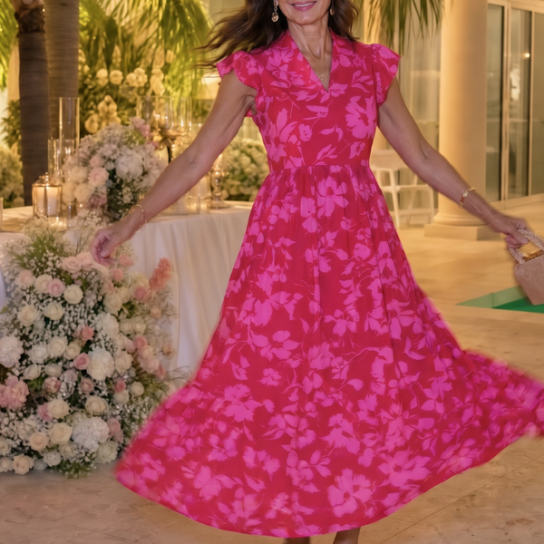 זמה | שמלת מידי ללא שרוולים עם קצוות רפיה בצורת V