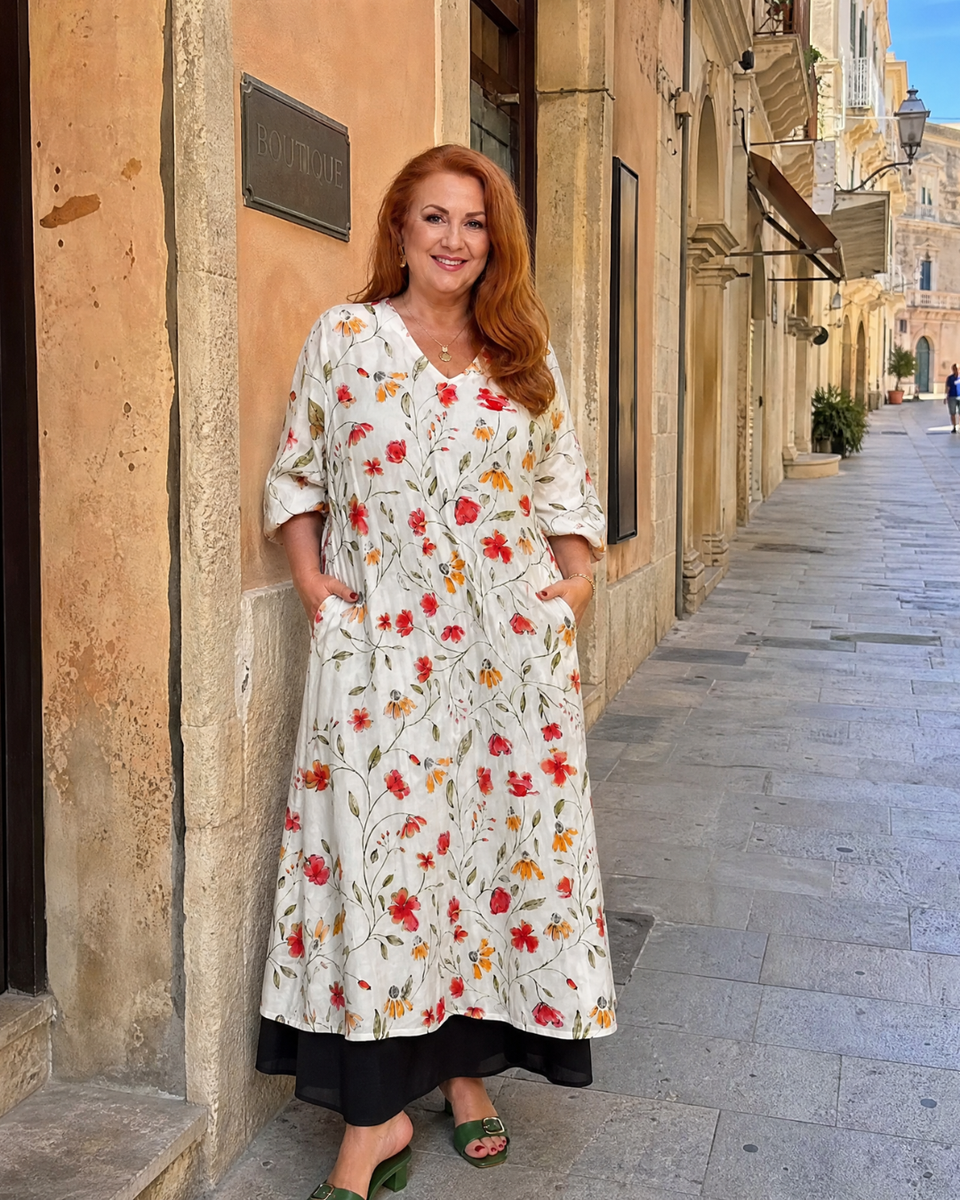קולסום | שמלת מידי יומיומית עם הדפס פרחי בר