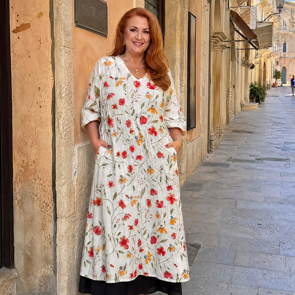 קולסום | שמלת מידי יומיומית עם הדפס פרחי בר