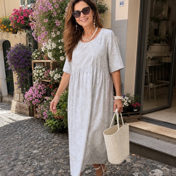 ננסי | שמלת מידי עם טקסטורה פרחונית